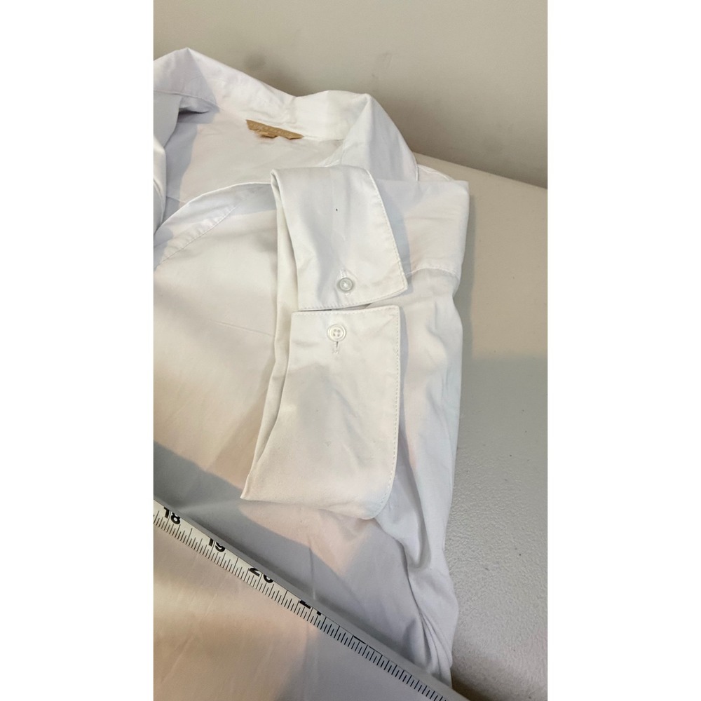 Hope & Harlow Button Down White Cuffed Short Sleeve Top Womens Large - Picture 7 of 8